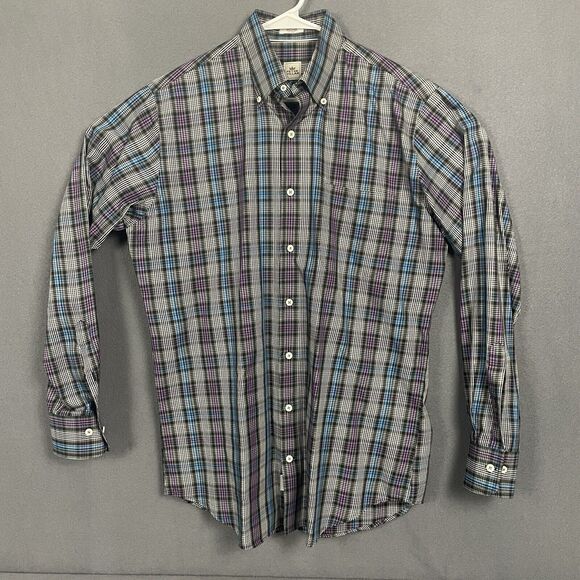 Peter Millar Other - Peter Millar Button Down Men Shirt M Plaid Long Sleeve Purple Blue Cotton Preppy